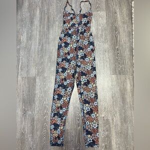 Aerie Offline Floral Jumpsuit Onesie Activewear Strappy Back